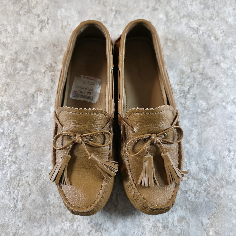 Coach Nadia Driving Moccasins Women 7.5 B Tan Leather Tassel Loafers A0954 - Picture 2 of 9